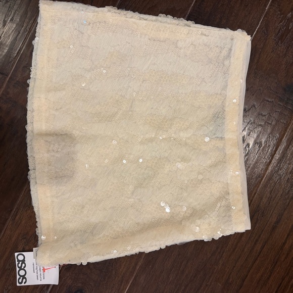 Ivory Sequin Ruffle Mini Skirt - Picture 2 of 4